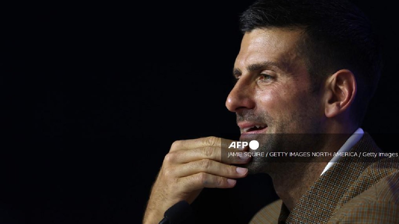 Novak Djokovic de Serbia habla con los medios antes del Abierto de Estados Unidos en el Centro Nacional de Tenis Billie Jean King de la USTA el 24 de agosto de 2024 en la ciudad de Nueva York.