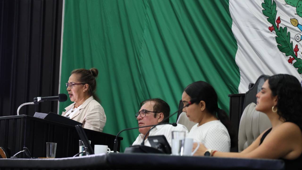 Martha Parroquín Pérez, titular de la Sefiplan, en el Congreso local.