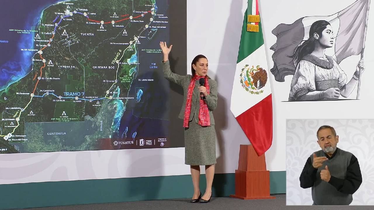 La presidenta se refirió al Tren Maya.