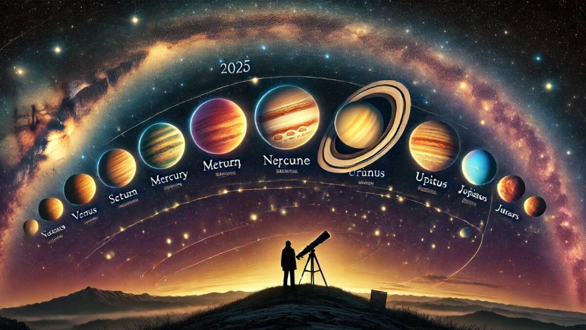 Ilustración de la alineación de planetas.