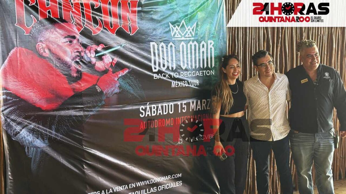 Cartel promocional de la presentación de Don Omar en Cancún.