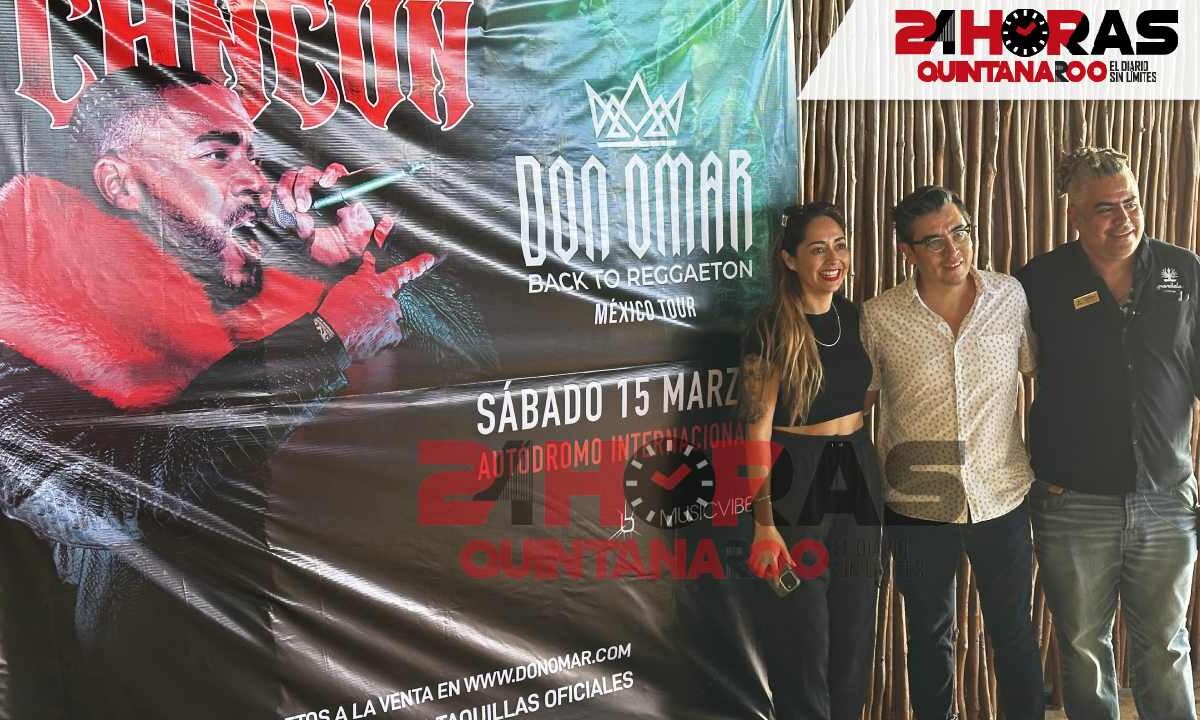 Cartel promocional de la presentación de Don Omar en Cancún.
