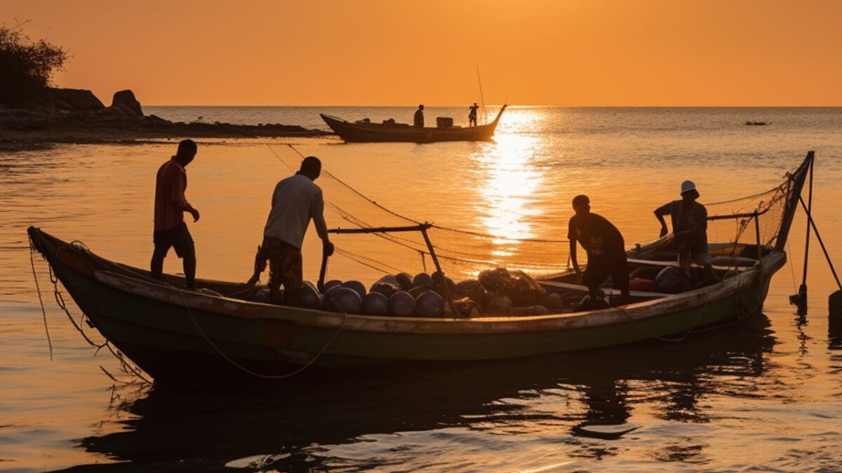 Pescadores al atardecer.