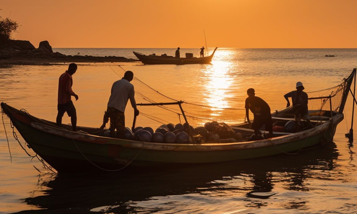 Pescadores al atardecer.