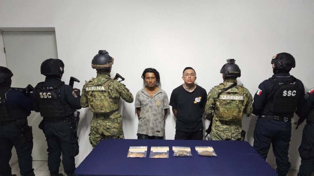 Dos personas fueron detenidas en Cozumel por delitos contra la salud.