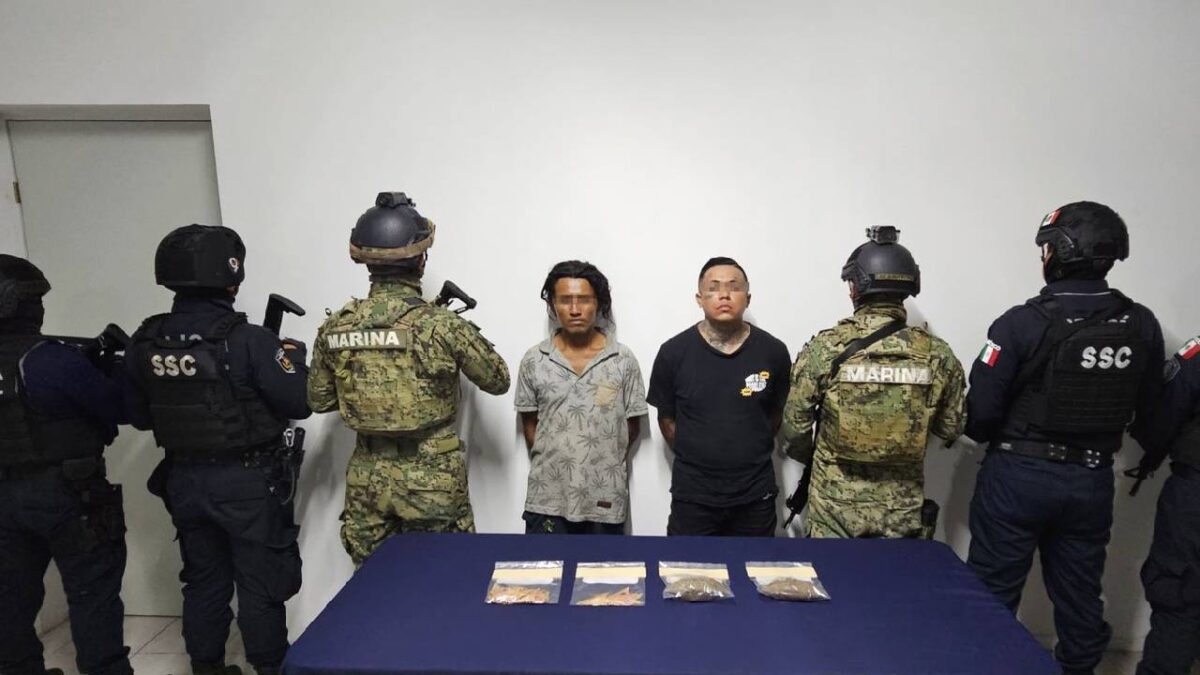 Dos personas fueron detenidas en Cozumel por delitos contra la salud.