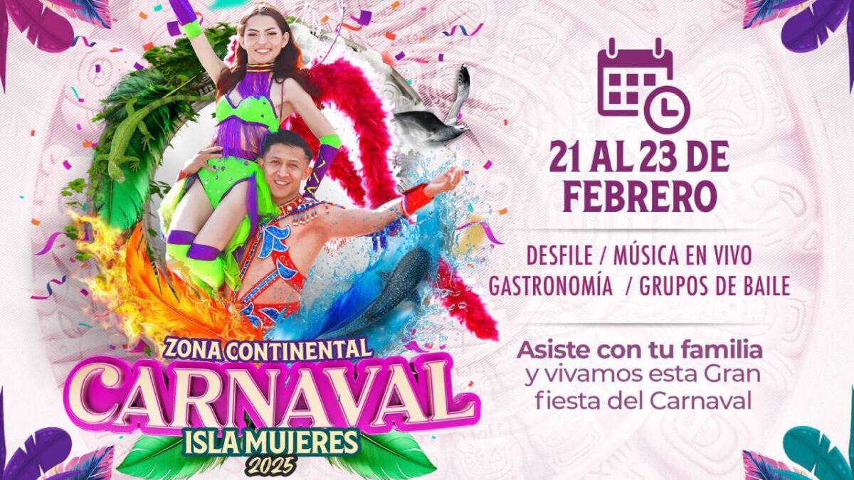Cartel promocional del Carnaval de Isla Mujeres 2025.