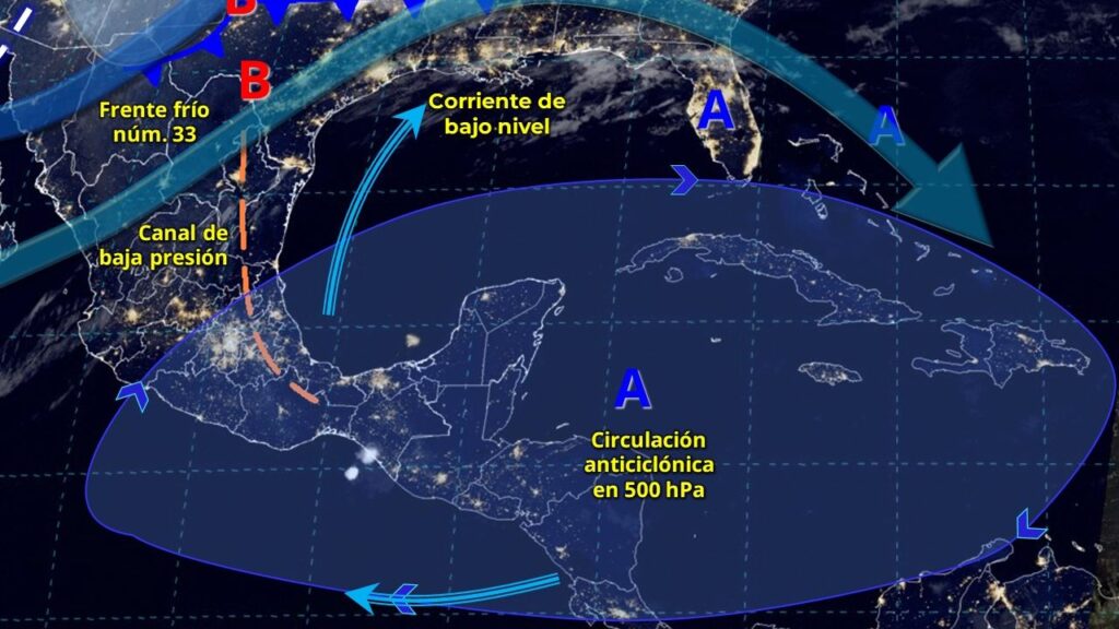 Mapa de sistemas meteorológicos.