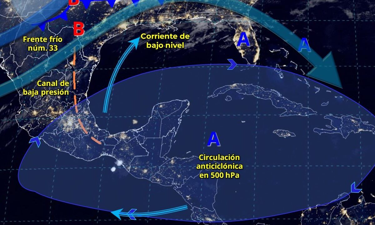 Mapa de sistemas meteorológicos.