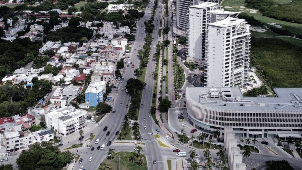 Toma aérea en Cancún.