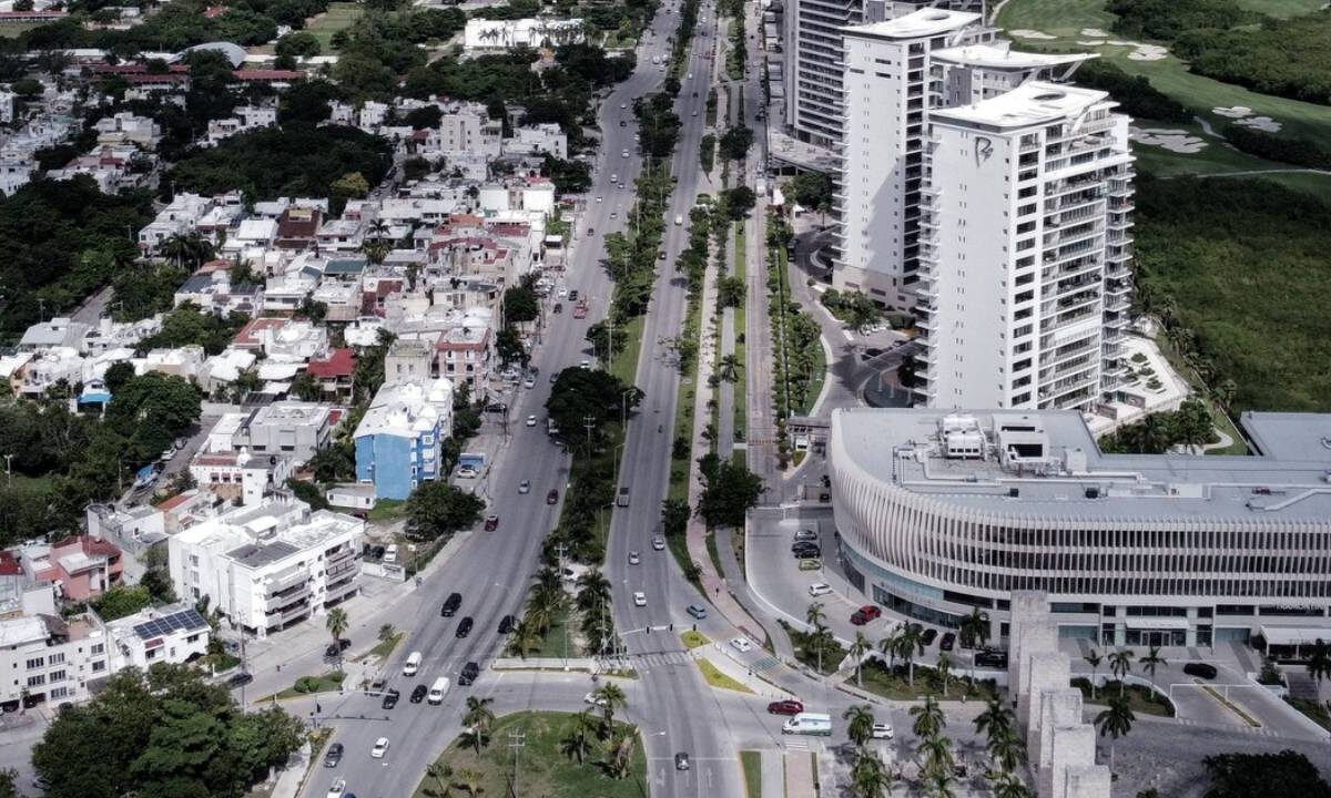 Toma aérea en Cancún.