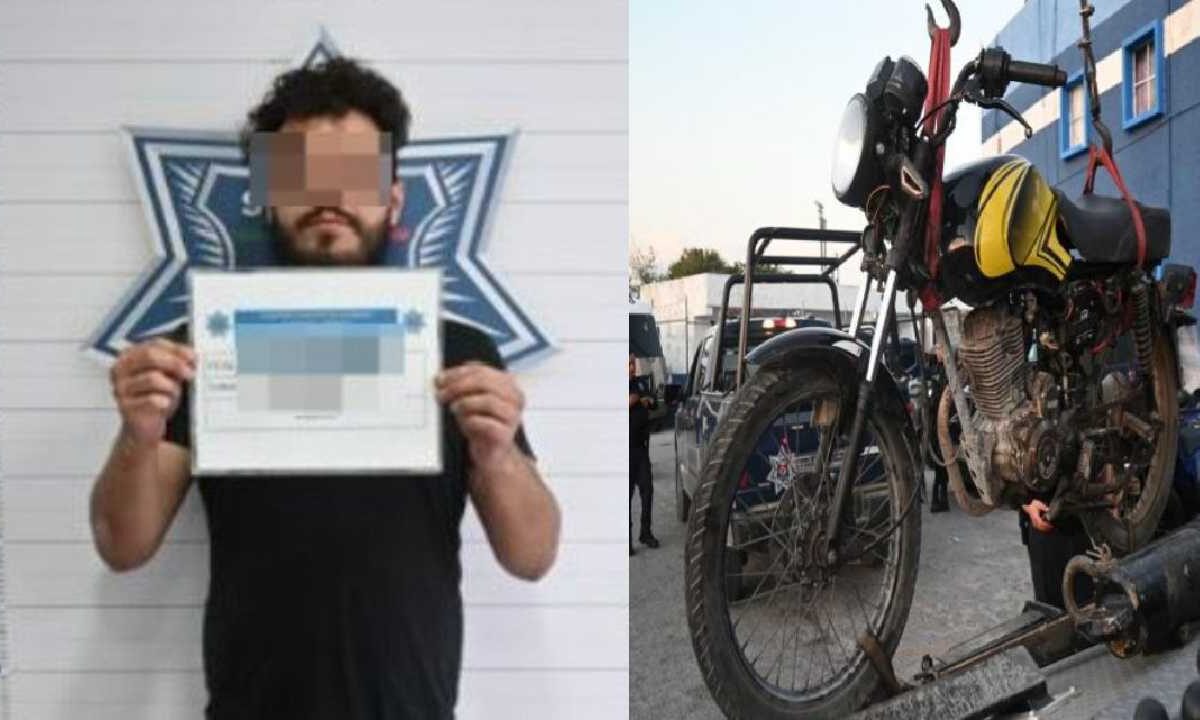La motocicleta con reporte de robo quedó a disposición de las autoridades.