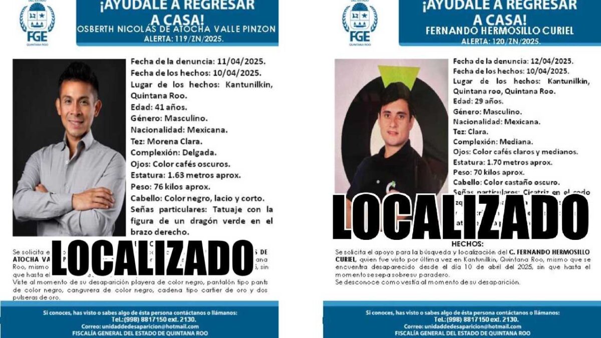 Los dos fueron reportados como desaparecidos en Lázaro Cárdenas.