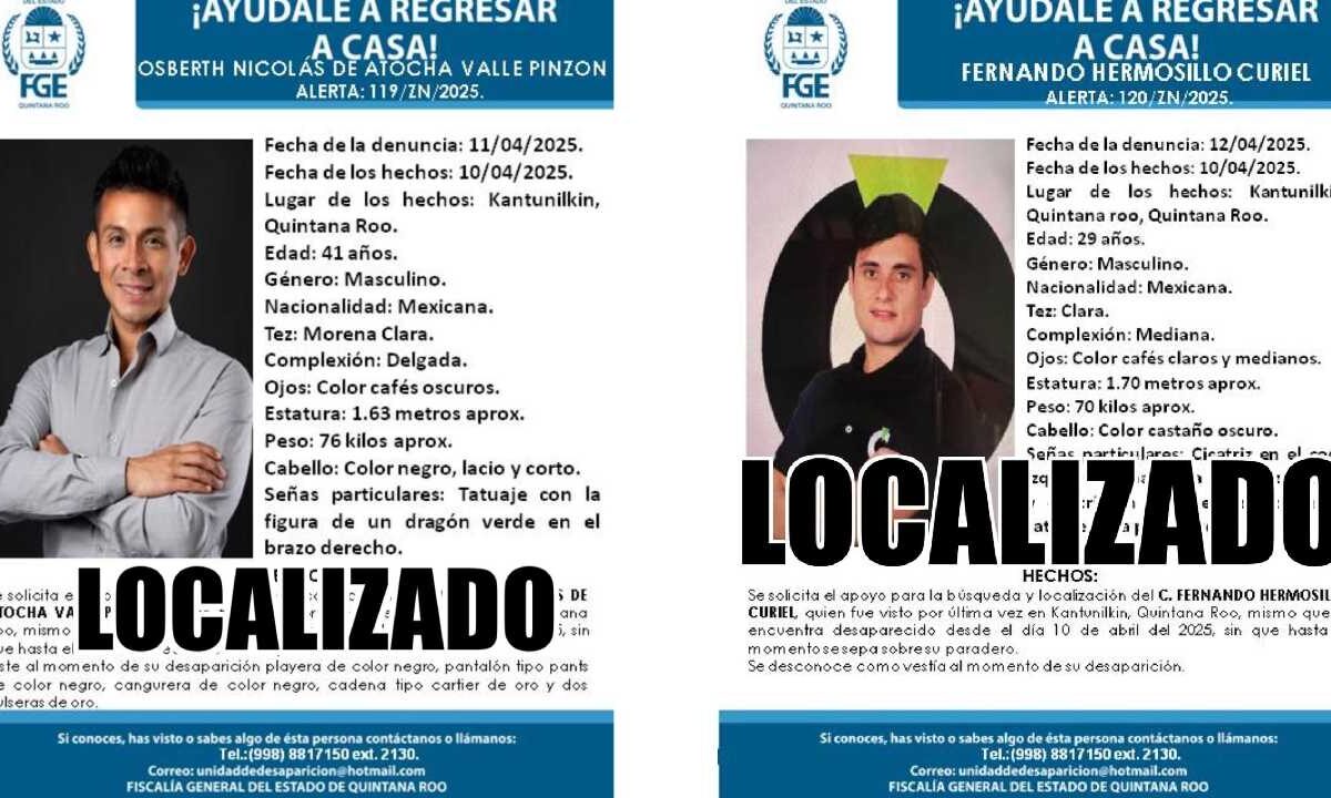 Los dos fueron reportados como desaparecidos en Lázaro Cárdenas.