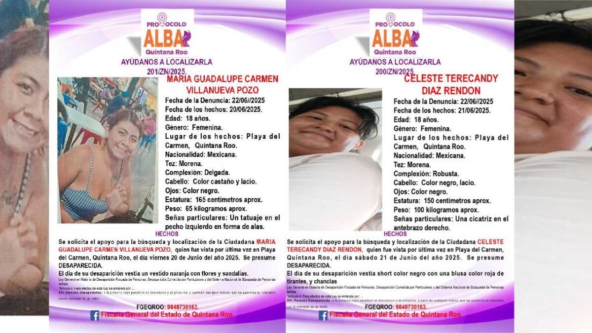 Desaparecen 2 jóvenes de 18 años en Playa del Carmen.