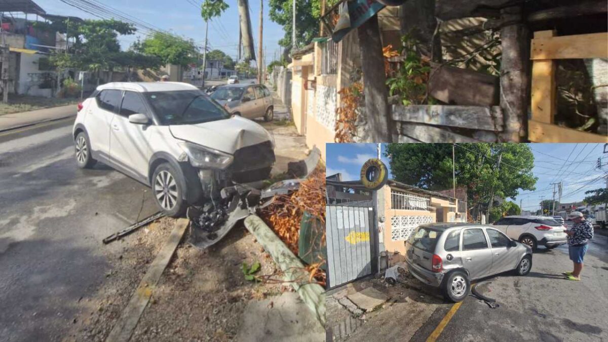 Accidente en Cancún deja daños.