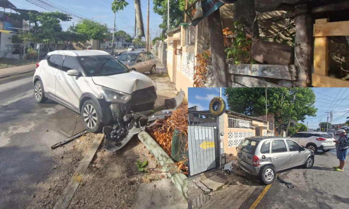 Accidente en Cancún deja daños.
