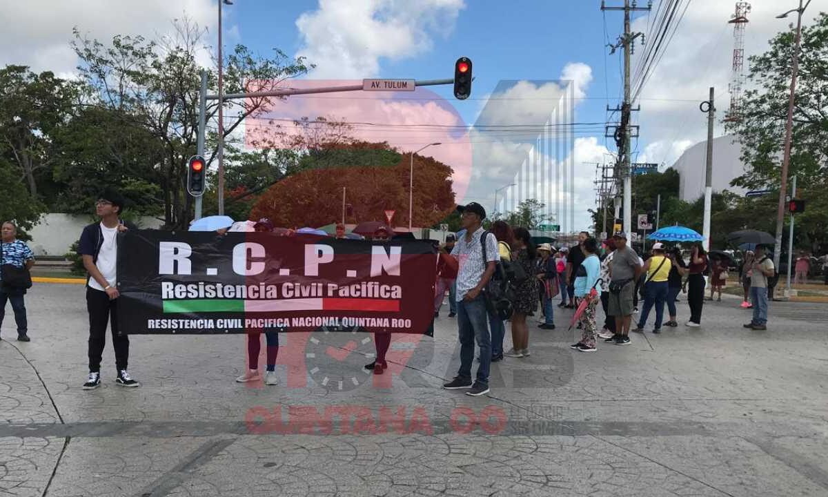Protesta en Cancún.