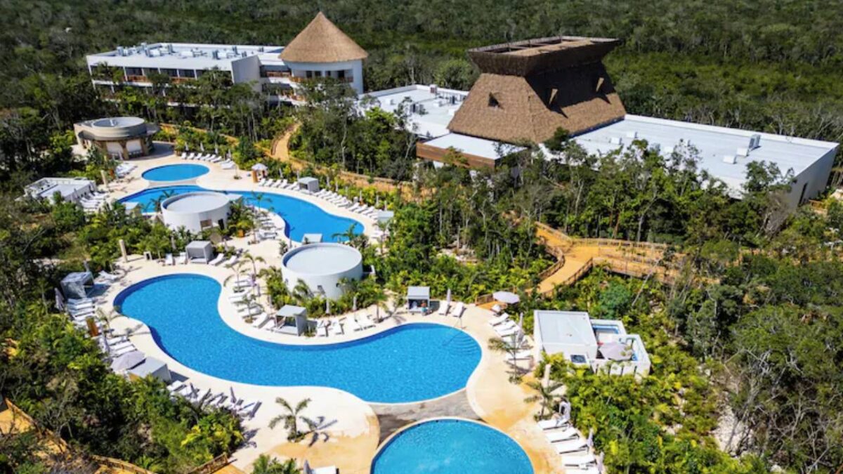 Aspecto aéreo del hotel Mundo Maya Tulum.