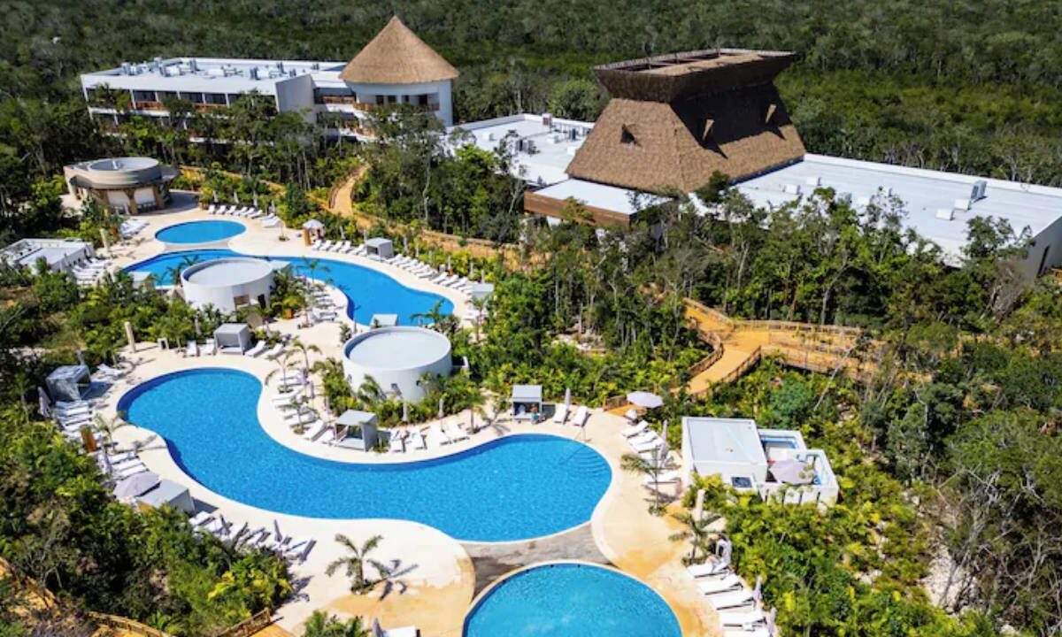 Aspecto aéreo del hotel Mundo Maya Tulum.