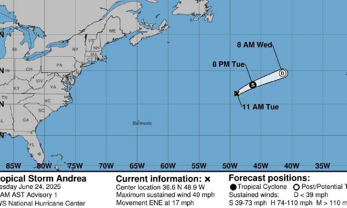 Se forma la tormenta tropical Andrea.