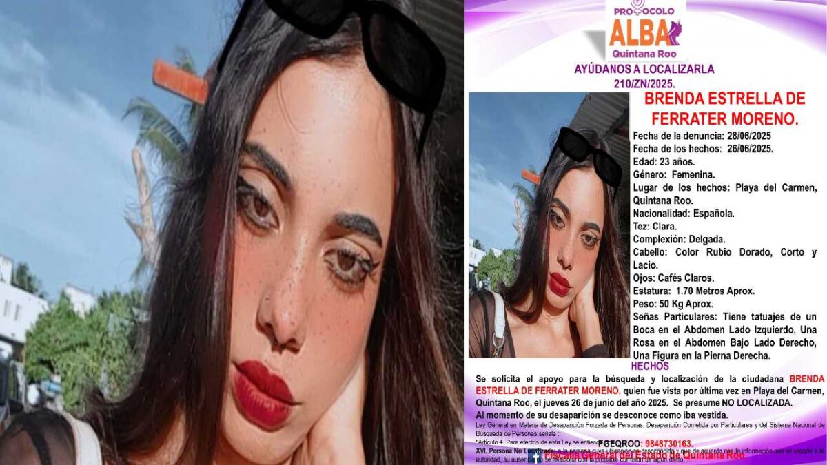 La joven desapareció en Playa del Carmen..