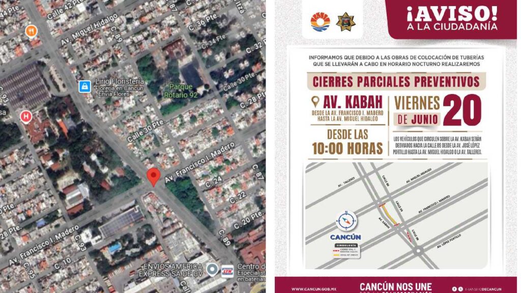Anuncian cierre avenida Kabah.