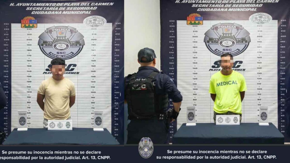 Policía de Playa del Carmen detiene a 2 por agredir a mujeres.