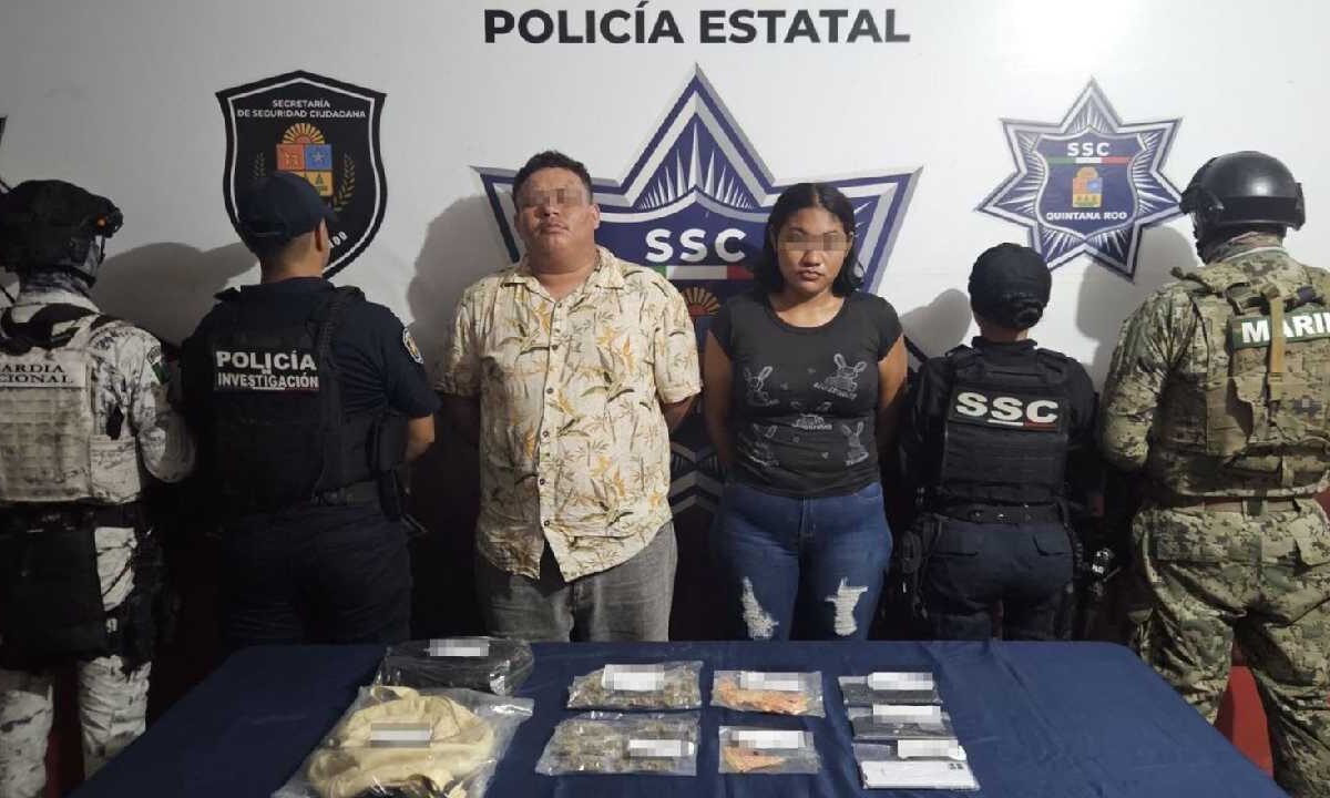 Cae pareja con droga.