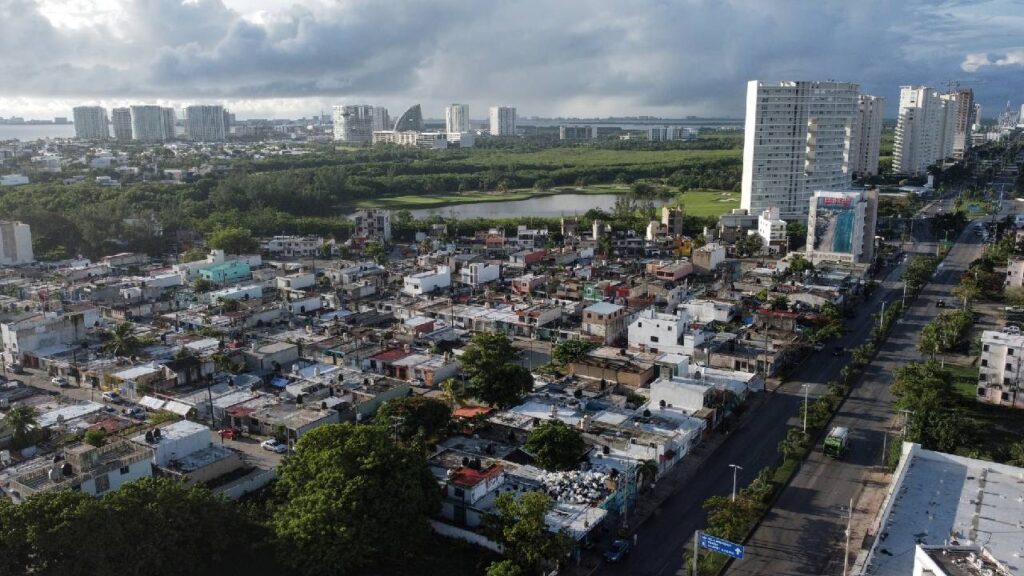 Toma panorámica de Cancún.