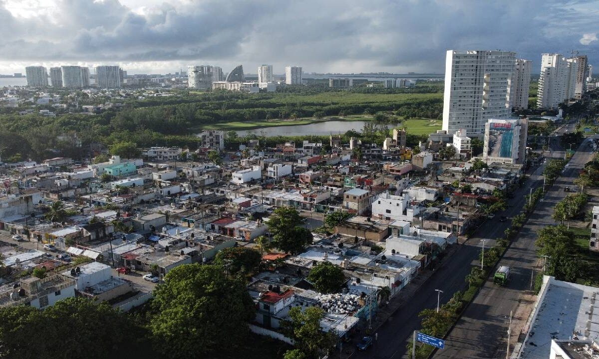 Toma panorámica de Cancún.