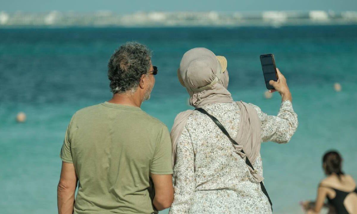 Una selfie frente al Caribe mexicano.