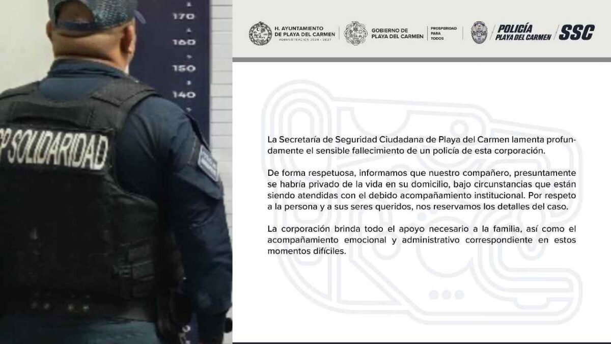Policía de Playa del Carmen es hallado sin vida.