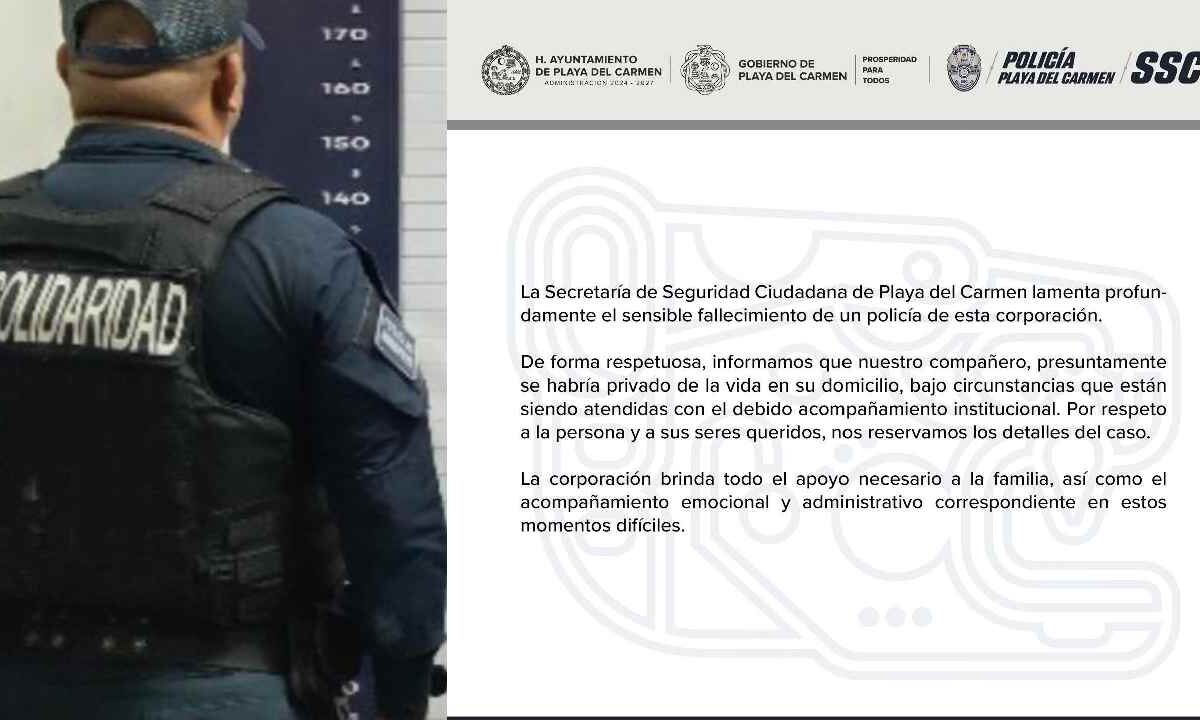 Policía de Playa del Carmen es hallado sin vida.