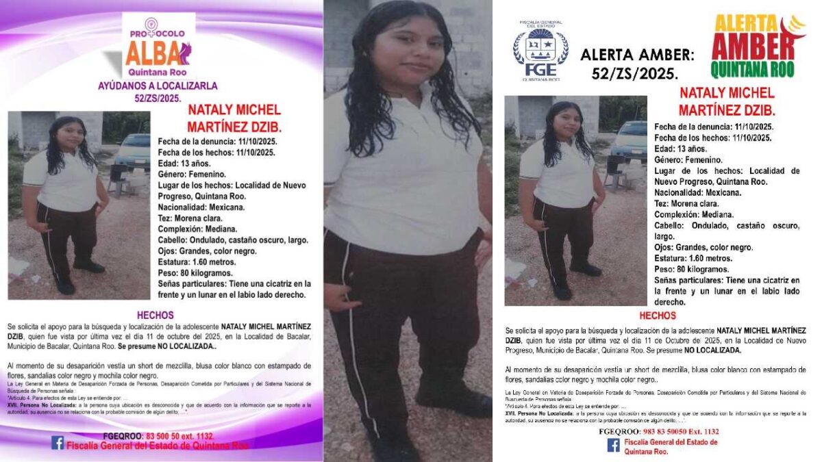 Buscan a Nataly Michel Martínez Dzib.