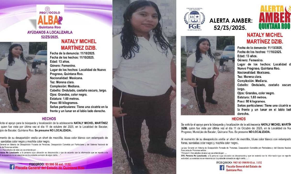 Buscan a Nataly Michel Martínez Dzib.