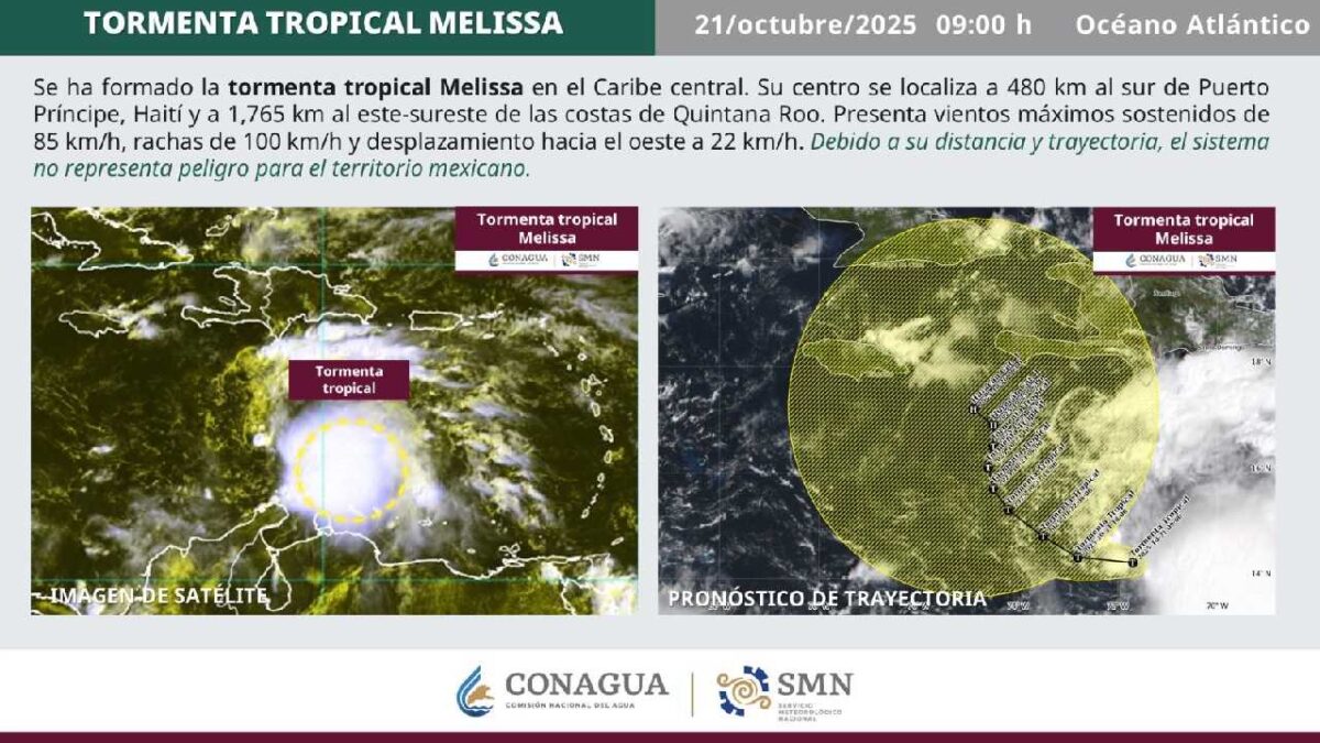 Se forma la tormenta tropical Melissa.