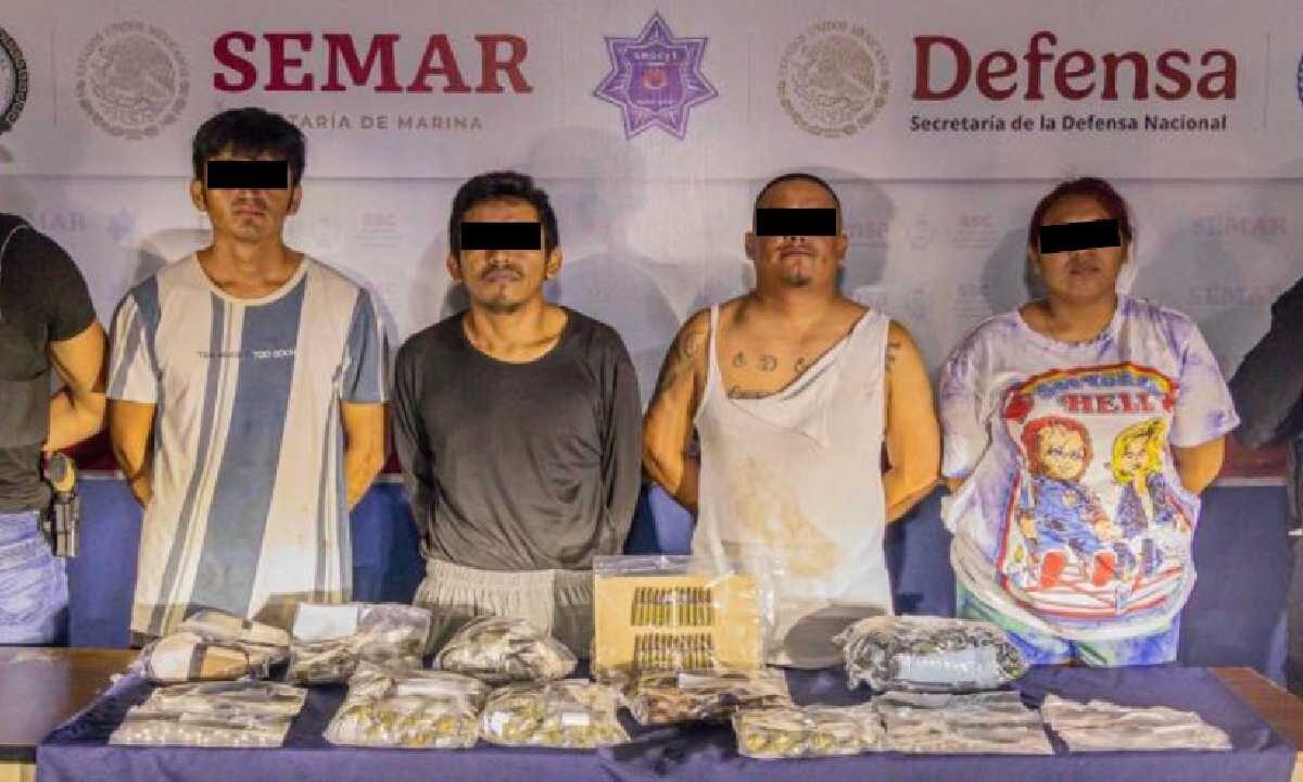 Detienen a 5 por narcomenudeo.