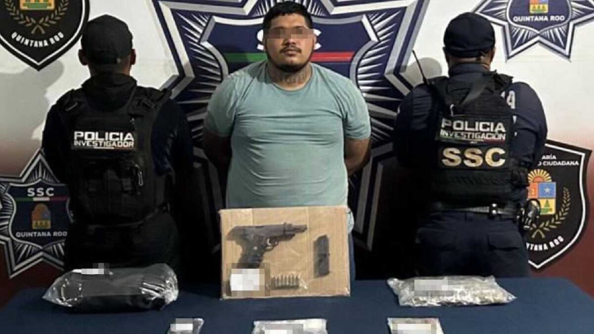 Cae sujeto con droga y arma.