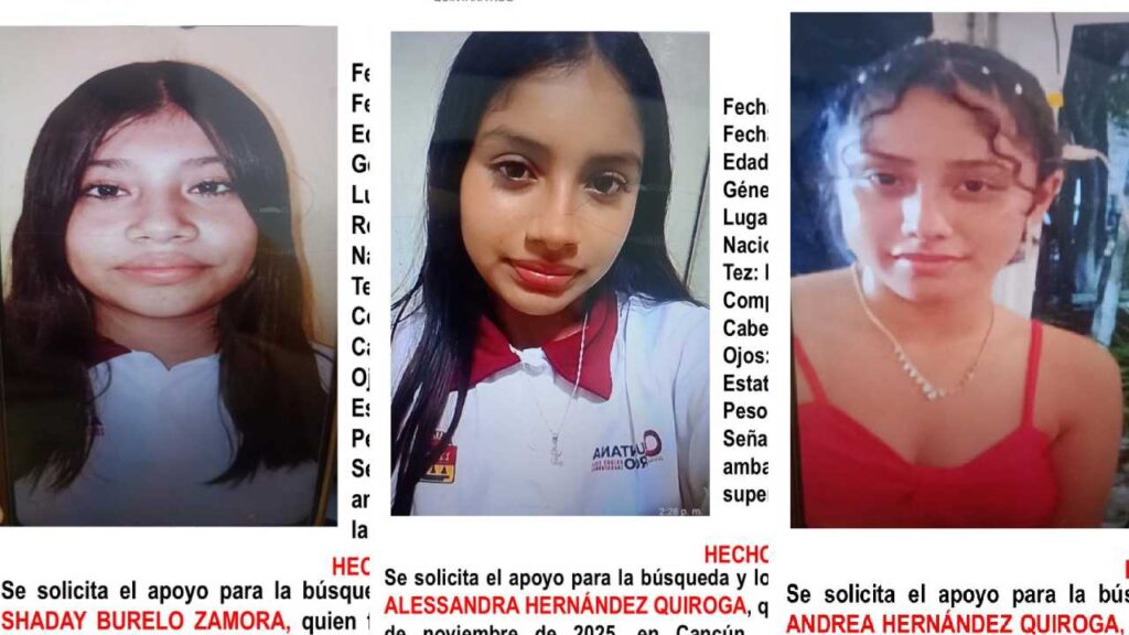 Desaparecen 3 adolescentes en Cancún.