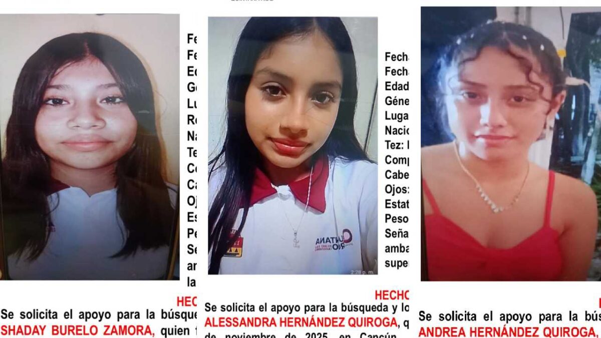 Desaparecen 3 adolescentes en Cancún.