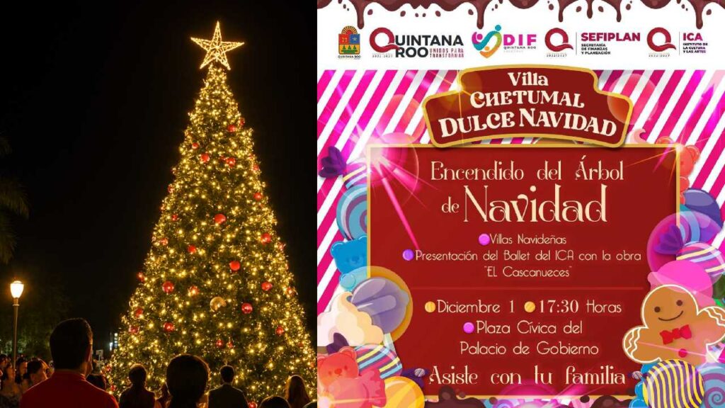 Encendido del árbol de Navidad en Chetumal.