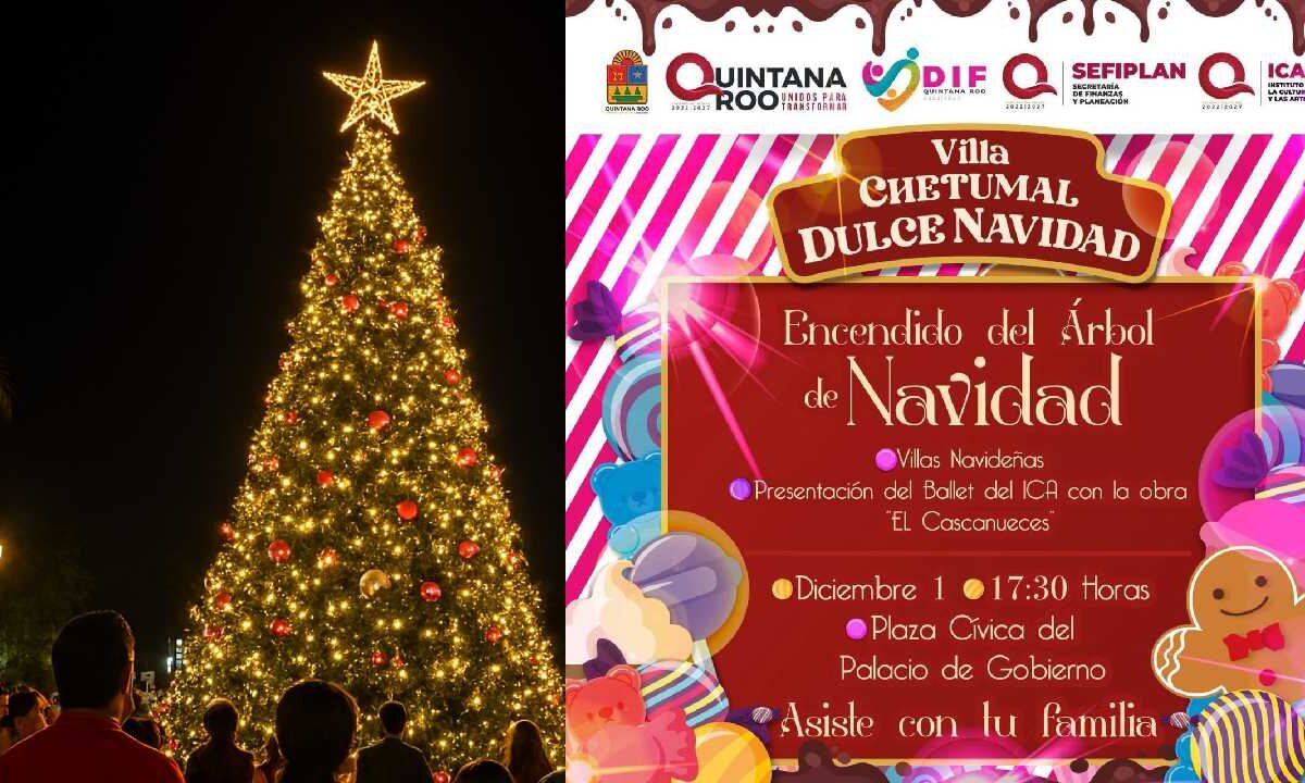 Encendido del árbol de Navidad en Chetumal.