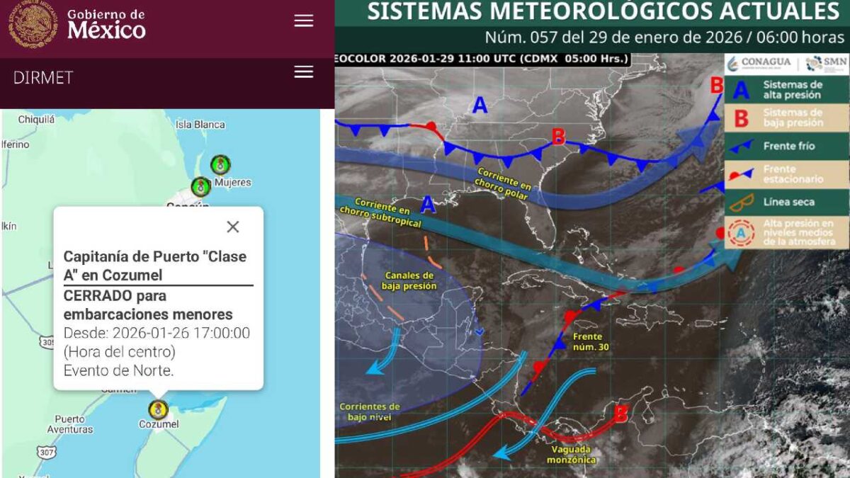 Puerto de Cozumel cerrado.