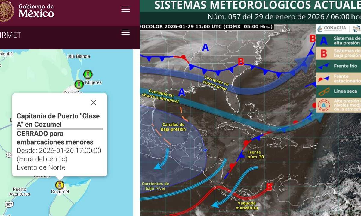 Puerto de Cozumel cerrado.