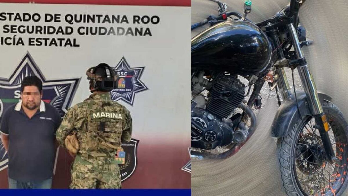 Detienen a sujeto con moto robada.