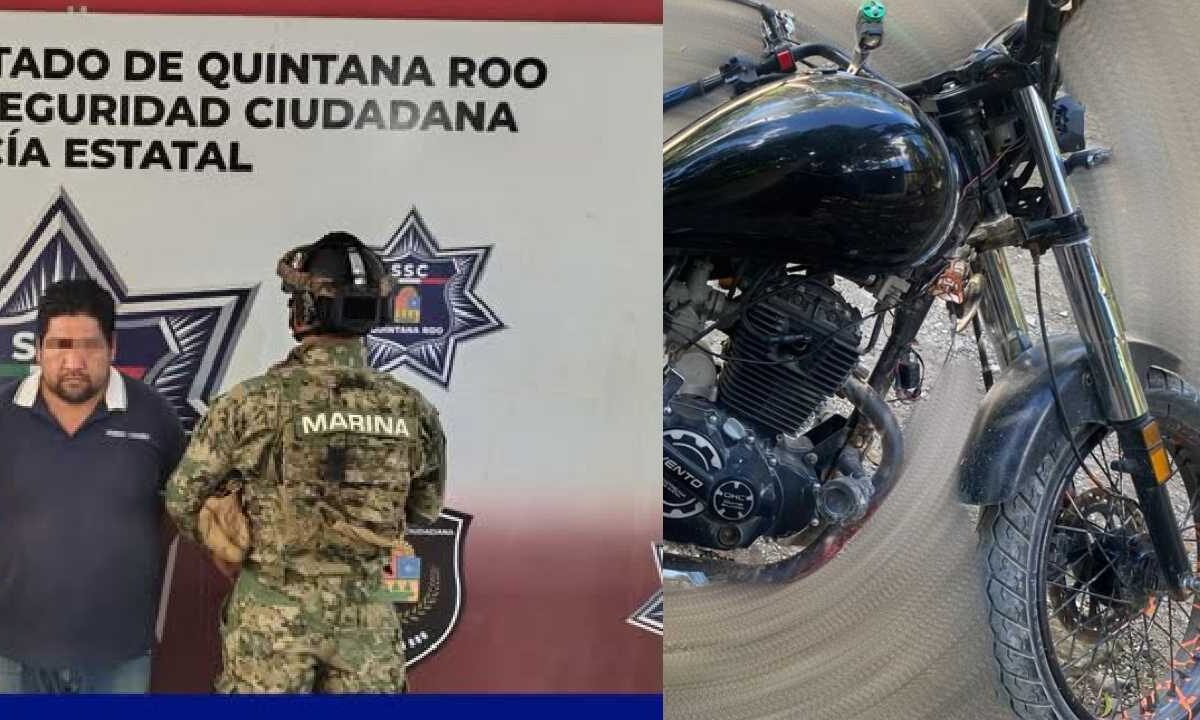 Detienen a sujeto con moto robada.