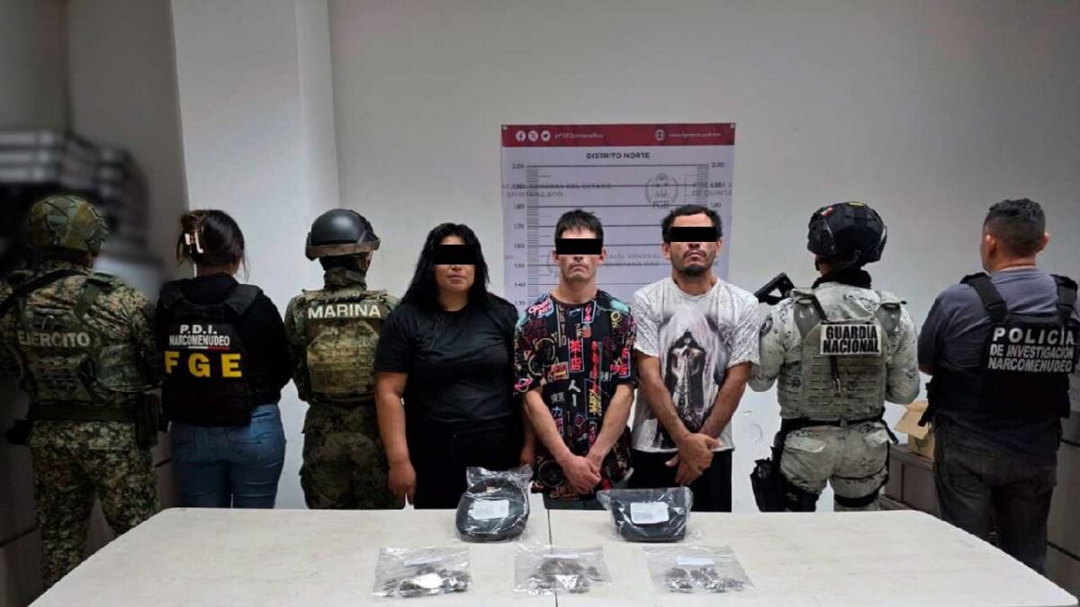 Detienen a siete personas y aseguran drogas en dos municipios de Quintana Roo.