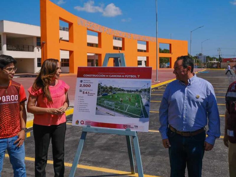 Así será la cancha de fútbol 7 en la Universidad Politécnica de Quintana Roo