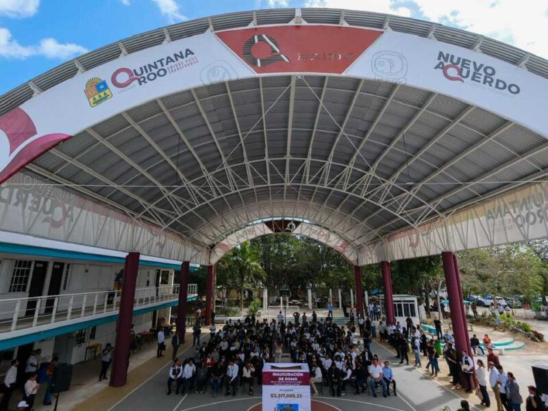 Checa cómo quedó el nuevo domo en el Colegio de Bachilleres Plantel Cancún Cuatro